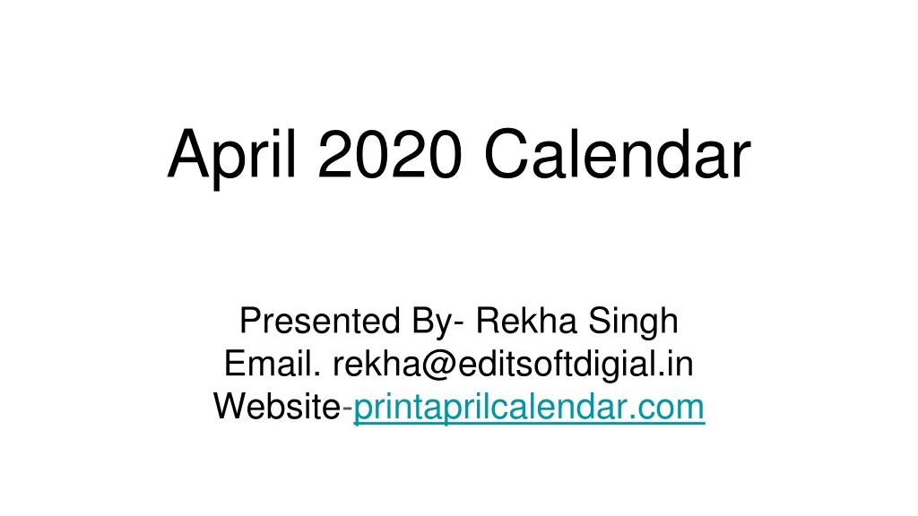 april 2020 calendar