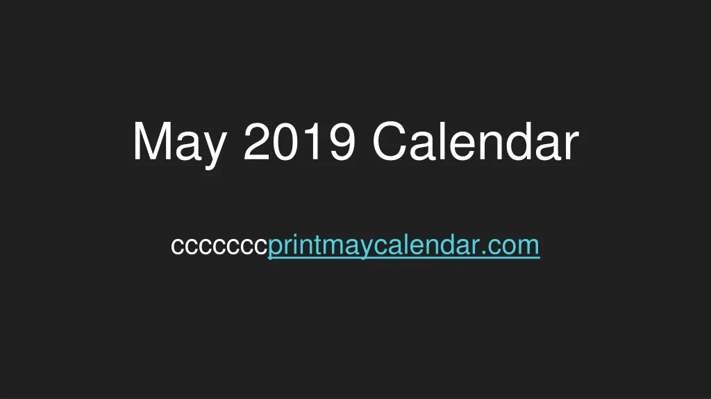 may 2019 calendar