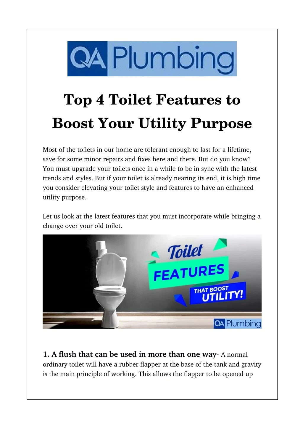 top 4 toilet features to boost your utility