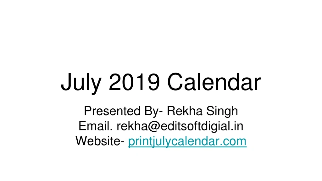 july 2019 calendar