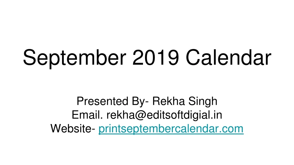 september 2019 calendar