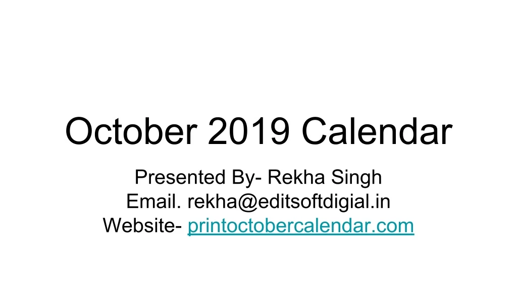 october 2019 calendar