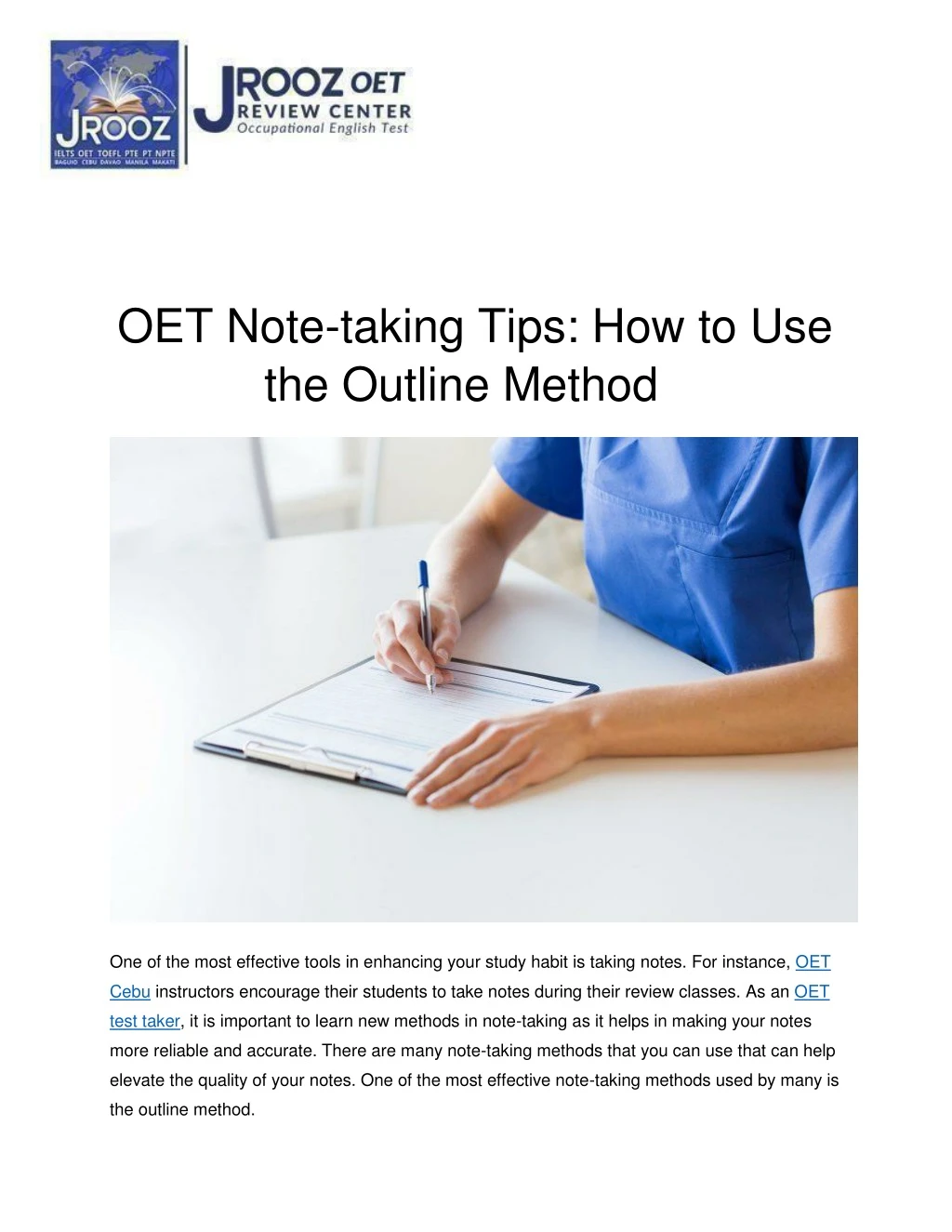 oet note taking tips how to use the outline method