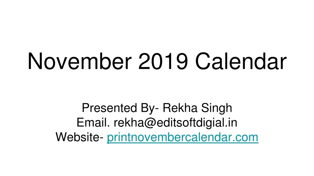 november 2019 calendar