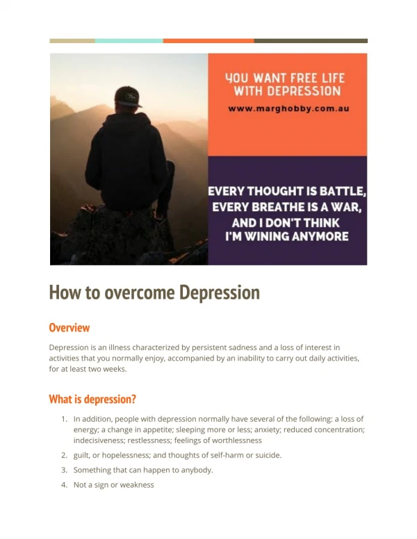 Depression counselling in Adelaide