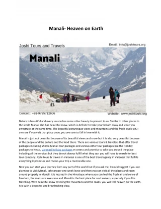 Manali- Heaven on Earth - slide 1