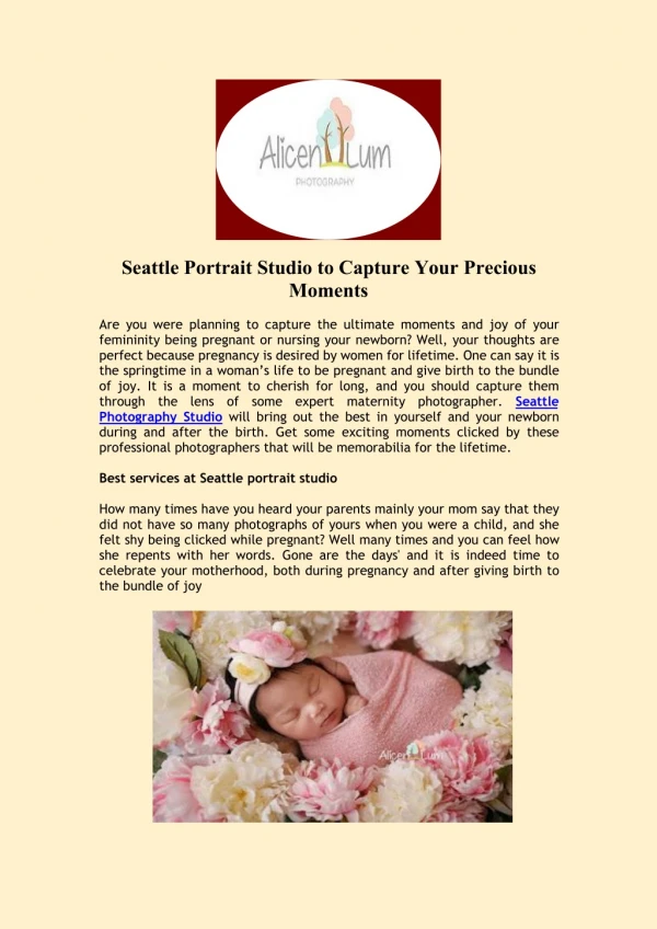 Seattle Portrait Studio to Capture Your Precious Moments