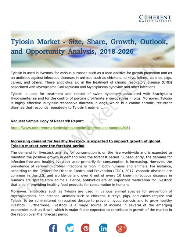 Tylosin Market Revenue Growth Predicted by 2018-2026