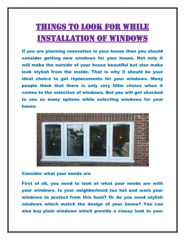 Things to look for while installation of Windows