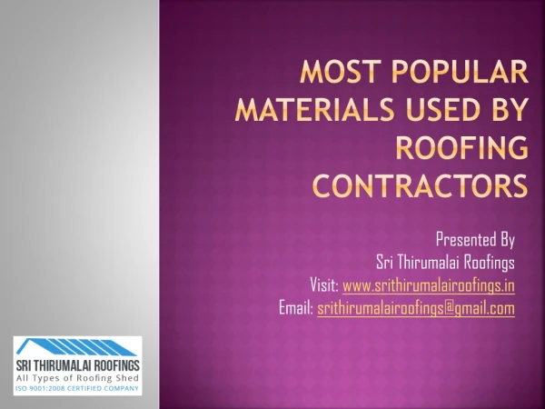 Most Popular Materials Used by Roofing Contractors in Chennai
