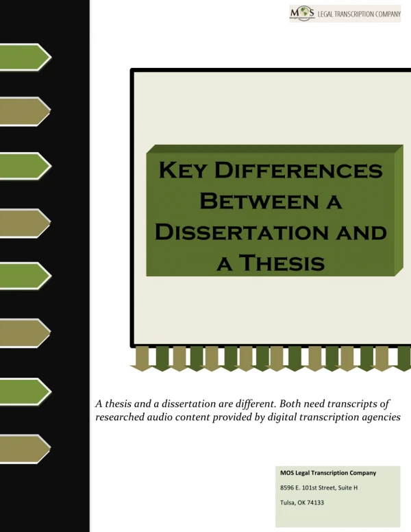 Key Differences Between a Dissertation and a Thesis
