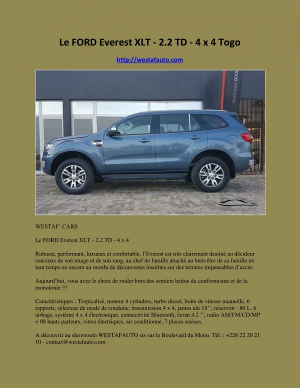 Le FORD Everest XLT - 2.2 TD - 4 x 4 Togo