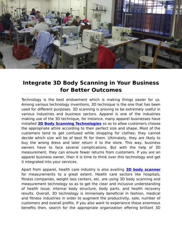 Integrate 3D Body Scanning in Your Business for Better Outcomes
