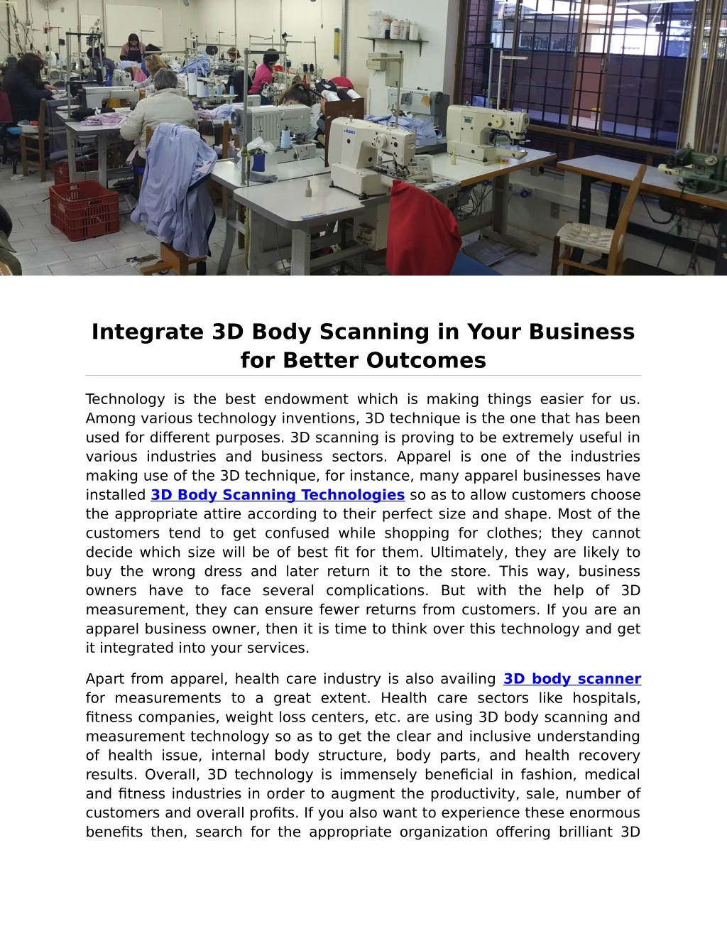 integrate 3d body scanning in your business