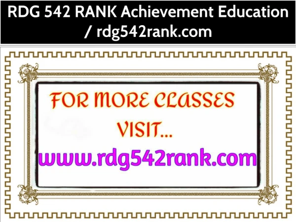 RDG 542 RANK Achievement Education--rdg542rank.com