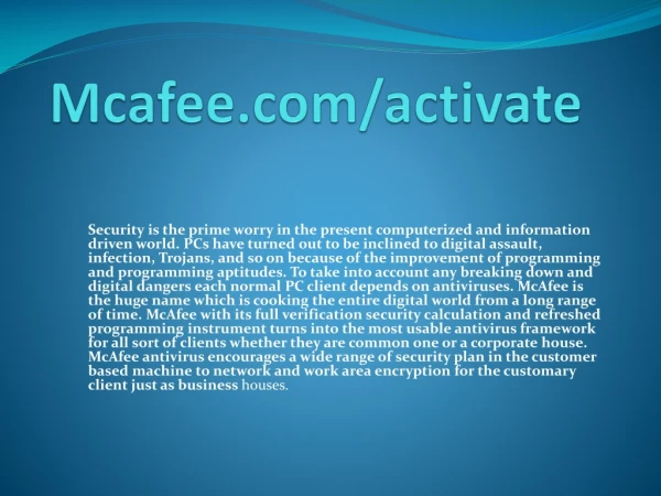 McAfee.com/Activate -Activation McAfee Antivirus