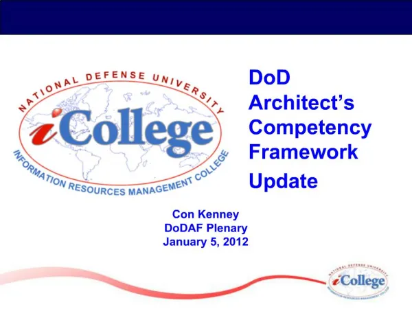Con Kenney DoDAF Plenary January 5, 2012