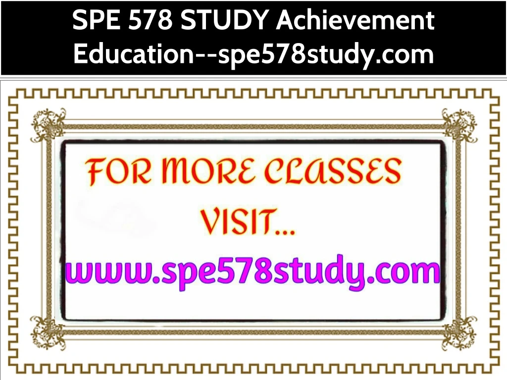 spe 578 study achievement education spe578study