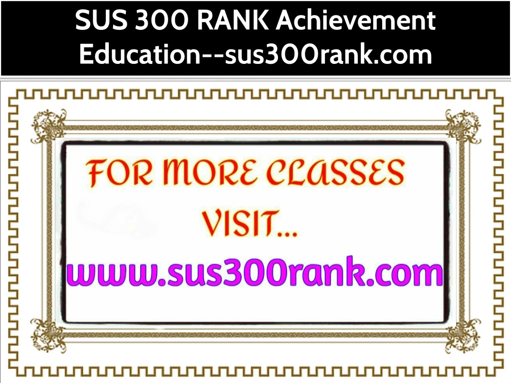 sus 300 rank achievement education sus300rank com