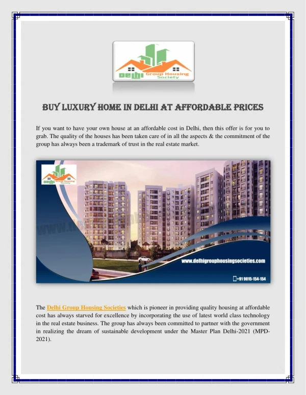 Buy Luxury Home in Delhi at Affordable Prices