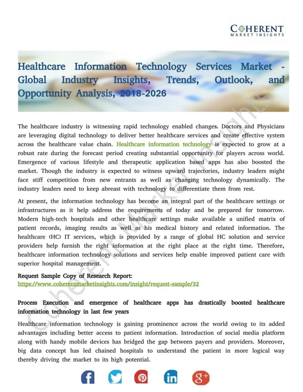 Healthcare Information Technology Services Market - Global Industry Insights, Trends 2018-2026