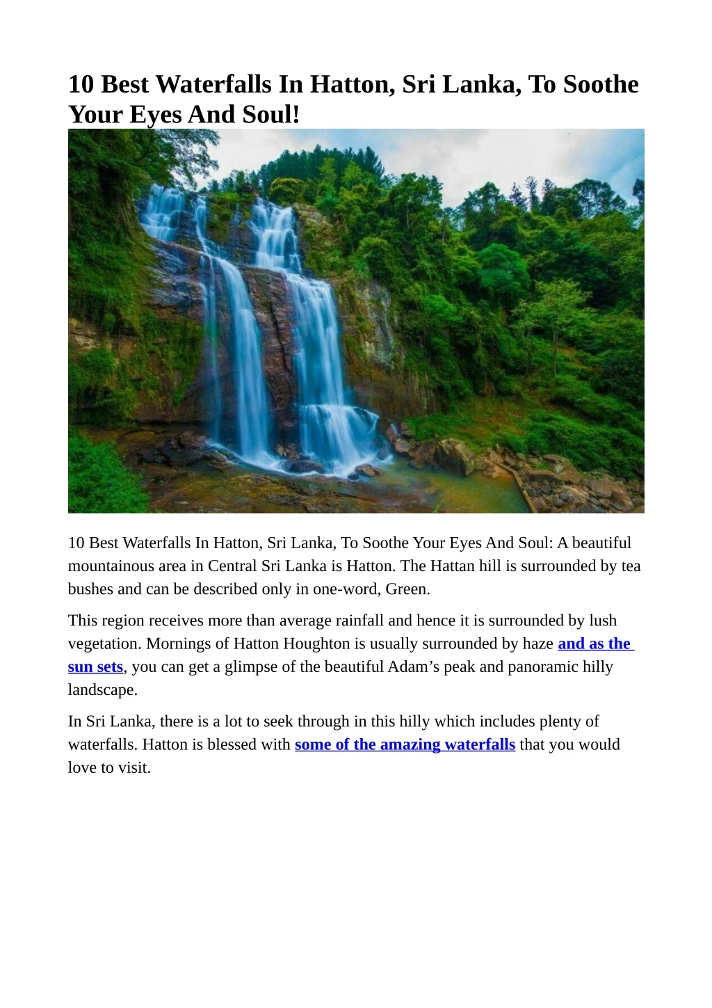 10 best waterfalls in hatton sri lanka to soothe
