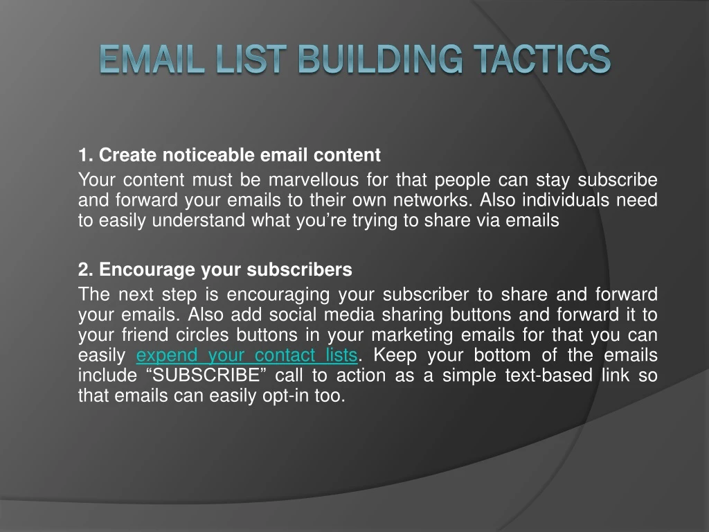 email list building tactics