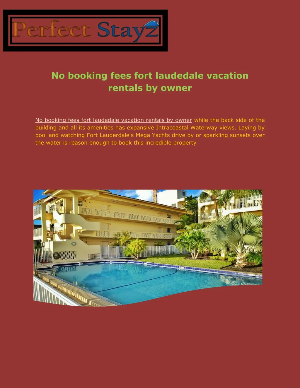 no booking fees fort laudedale vacation rentals