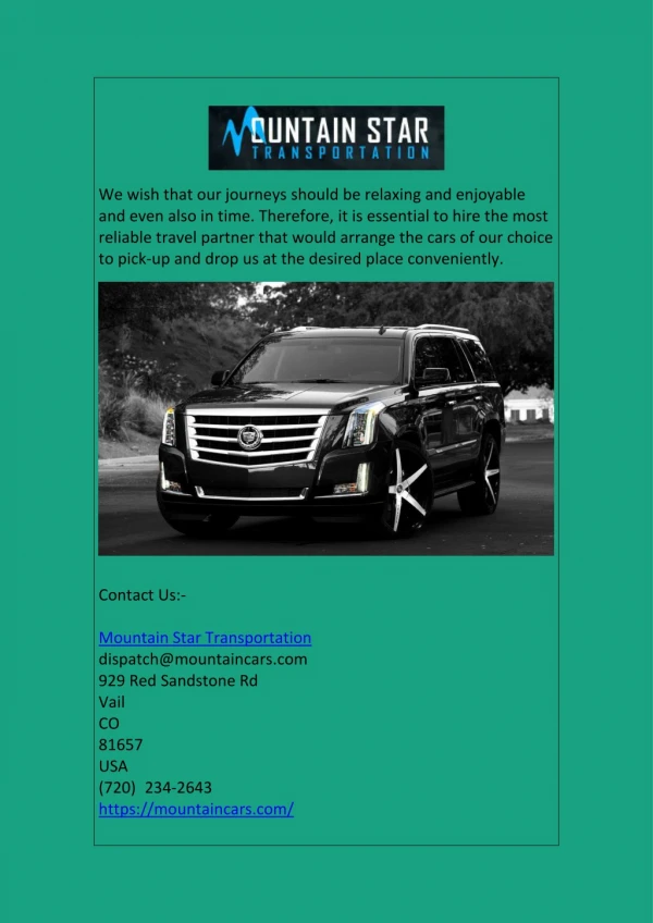 Car Service from Vail to Denver | Mountain Star Transportation