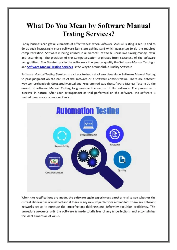 What Do You Mean by Software Manual Testing Services?