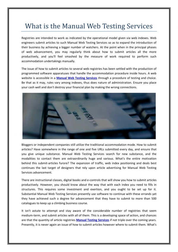 what is the manual web testing services