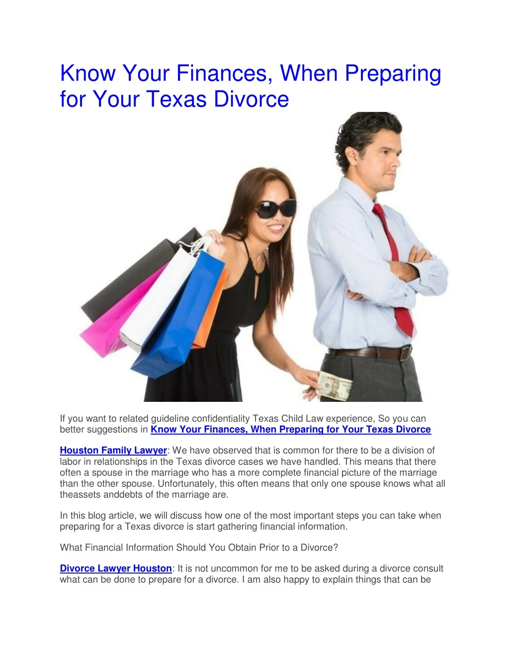 know your finances when preparing for your texas