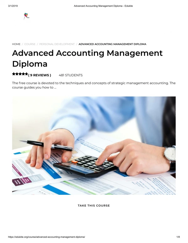 Advanced Accounting Management Diploma - Edukite