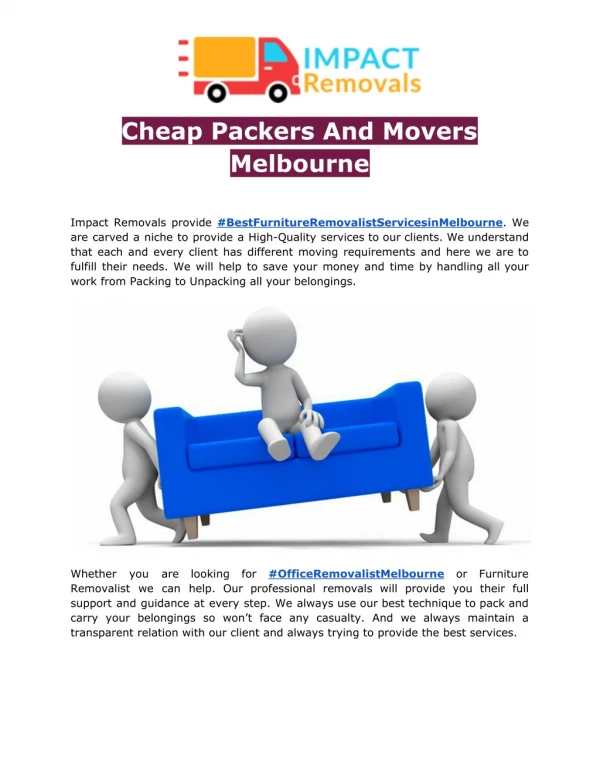 Best Furniture Removalists Services in Melbourne
