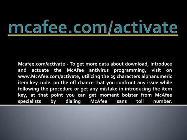 MCAFEE.COM/ACTIVATE- ACTIVATE MCAFEE ANTIVIRUS ONLINE