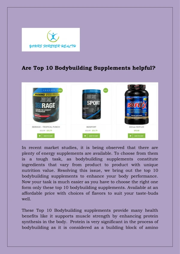 Are Top 10 Bodybuilding Supplements helpful?