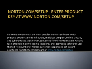 NORTON.COM/SETUP -ACTIVATE NORTON ANTIVIRUS - slide 1