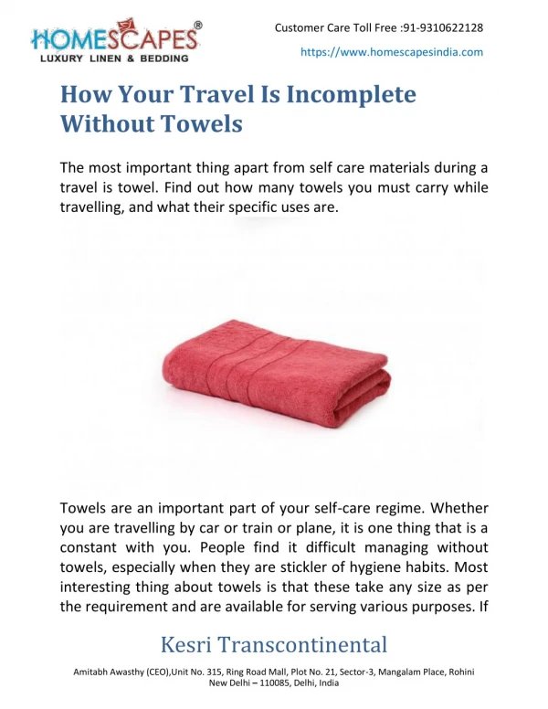 How Your Travel Is Incomplete Without Towels