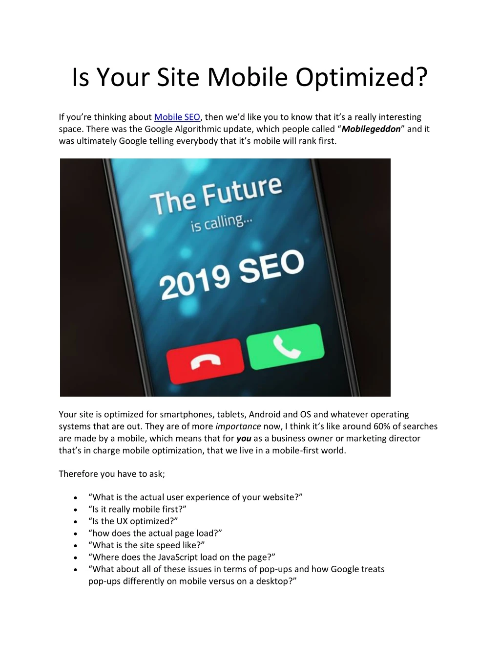 is your site mobile optimized