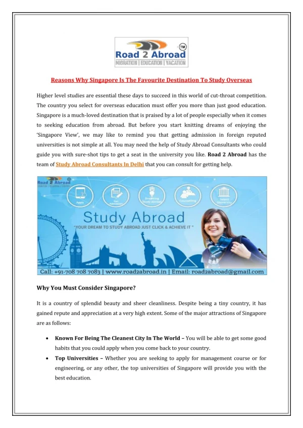 Reasons Why Singapore Is The Favourite Destination To Study Overseas