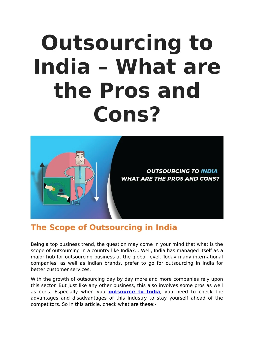 outsourcing to india what are the pros and cons