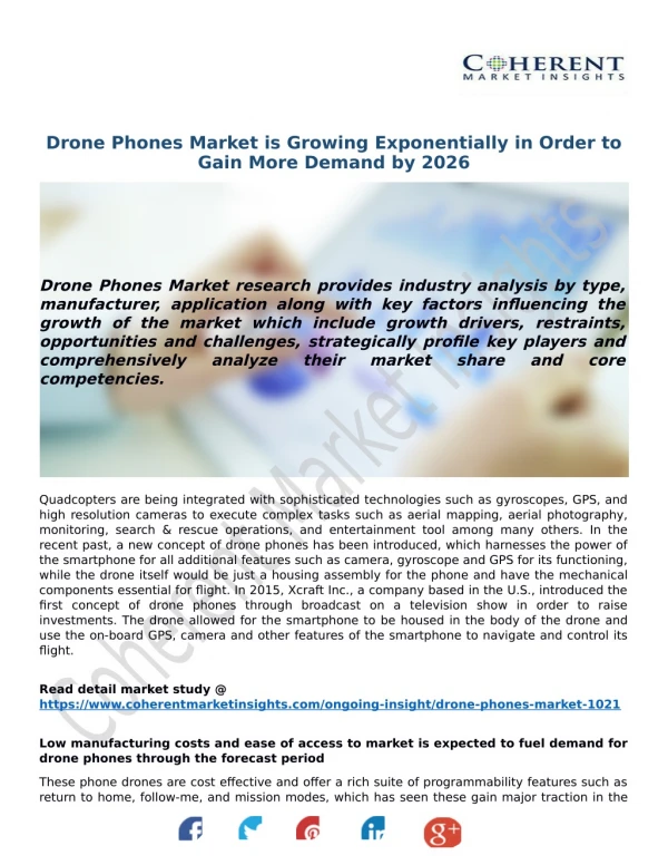Drone Phones Market is Growing Exponentially in Order to Gain More Demand by 2026