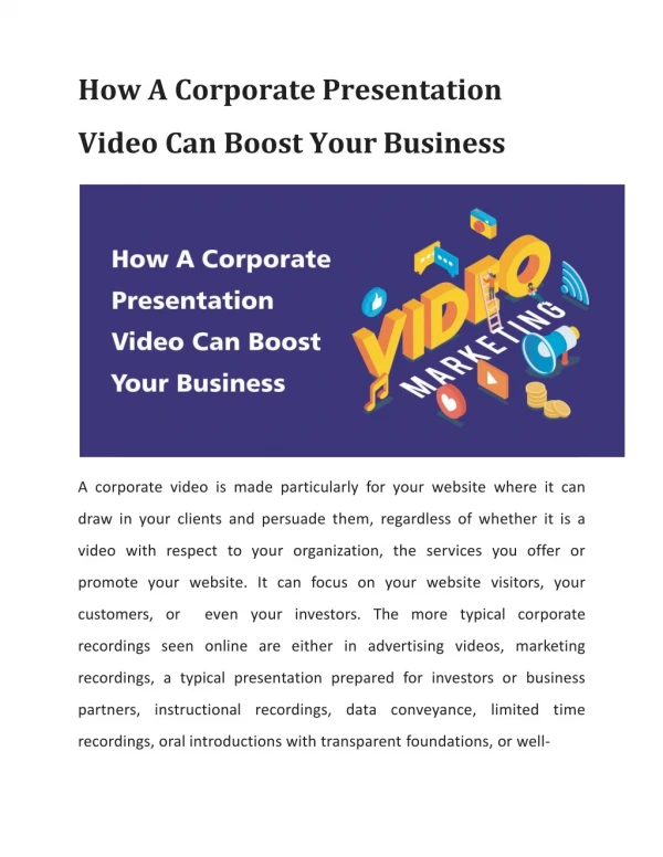 How A Corporate Presentation Video Can Boost Your Business