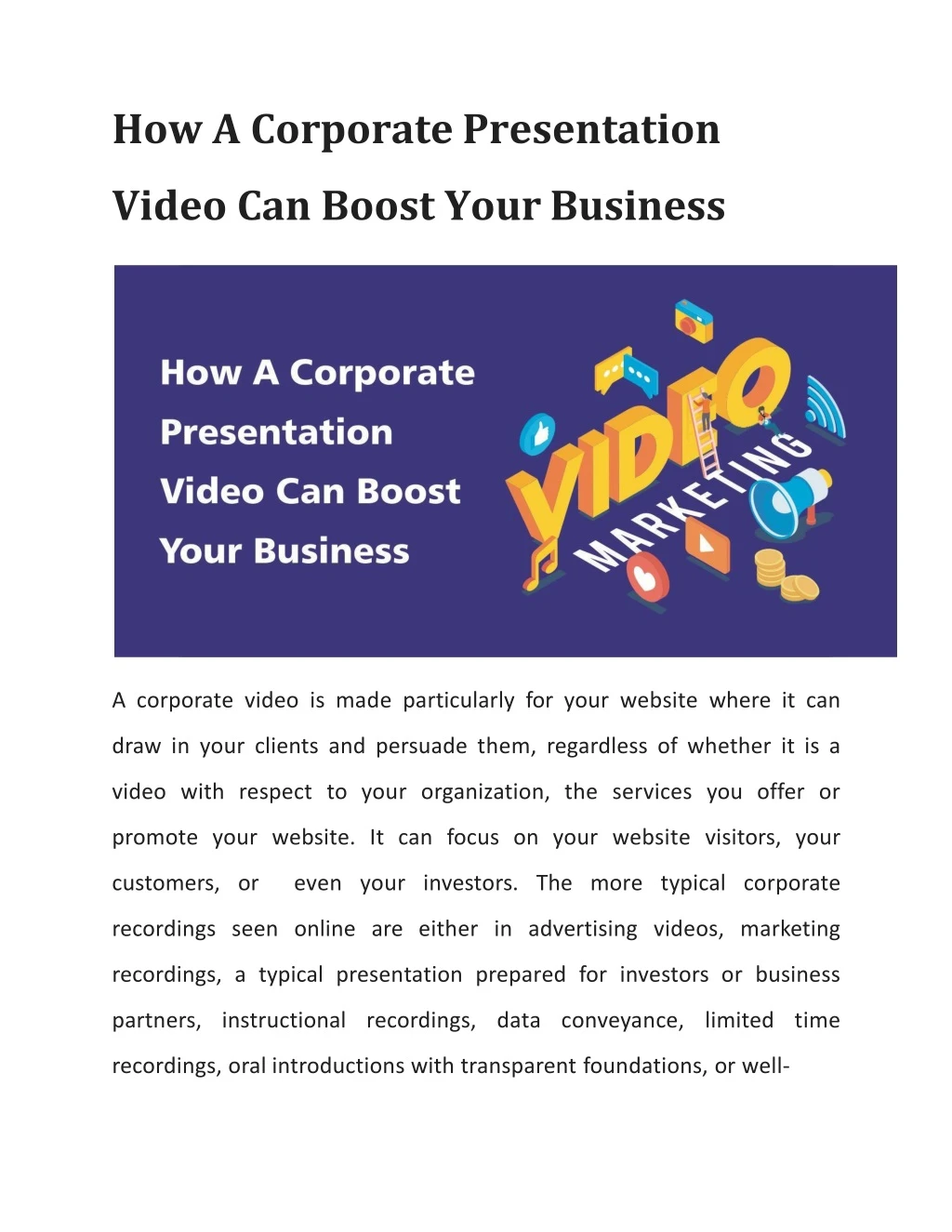 how a corporate presentation video can boost your business