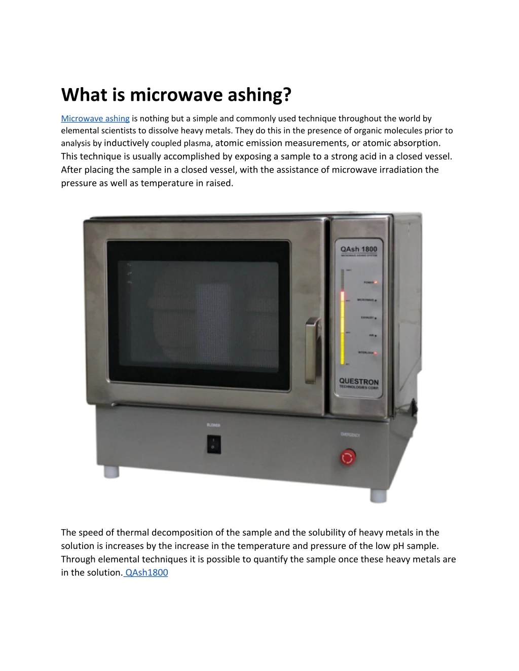 what is microwave ashing