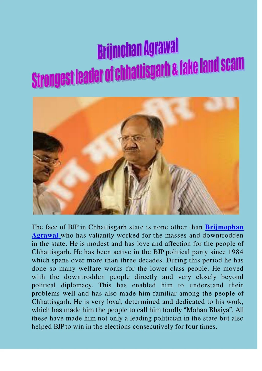 the face of bjp in chhattisgarh state is none