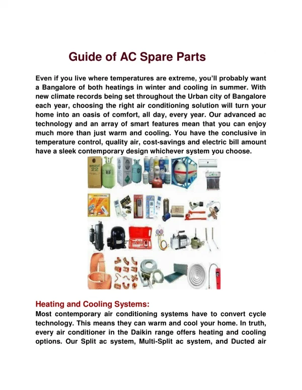Guide of AC Spare Parts