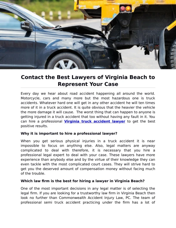 Contact the Best Lawyers of Virginia Beach to Represent Your Case