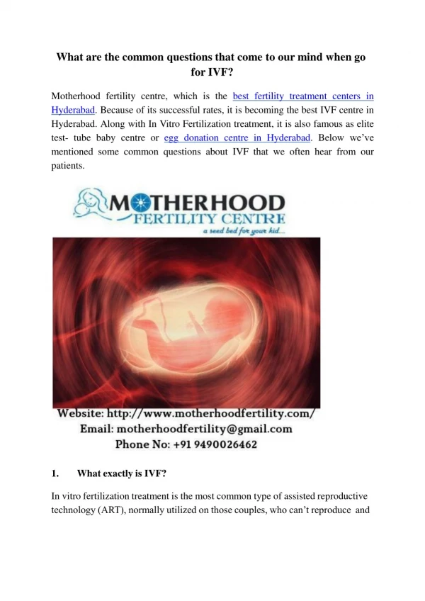 What are the common questions that come to our mind when go for IVF?