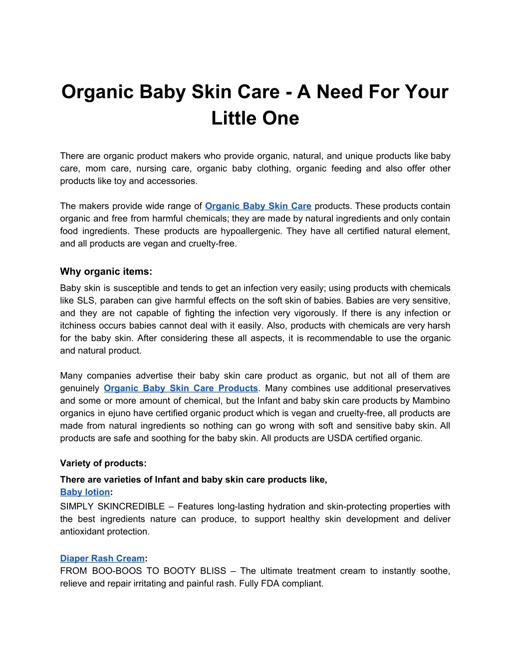 organic baby skin care a need for your little one